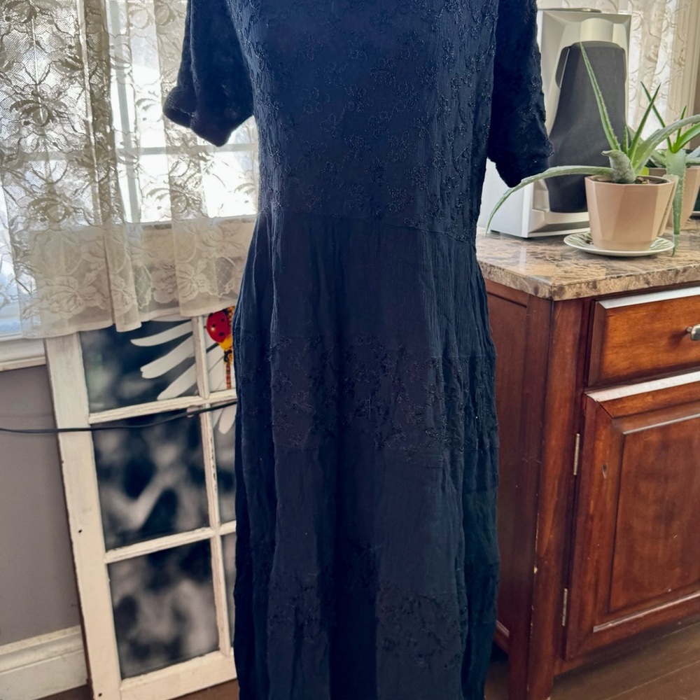 90s Vintage Elegant Black Sheath Maxi Dress with Short Sleeves for Night Out